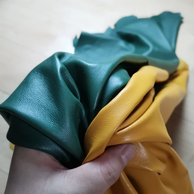 0 5 мм/0 7 мм зеленая желтая овчина. Кожа первого слоя. Ткань из натуральной кожи.