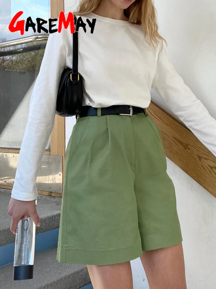 Женские хлопковые шорты длинные винтажные повседневные свободные черные