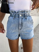 2022 summer new retro ruffle shorts jeans for women sexy high waist elastic waist denim shorts ladies street casual clothing