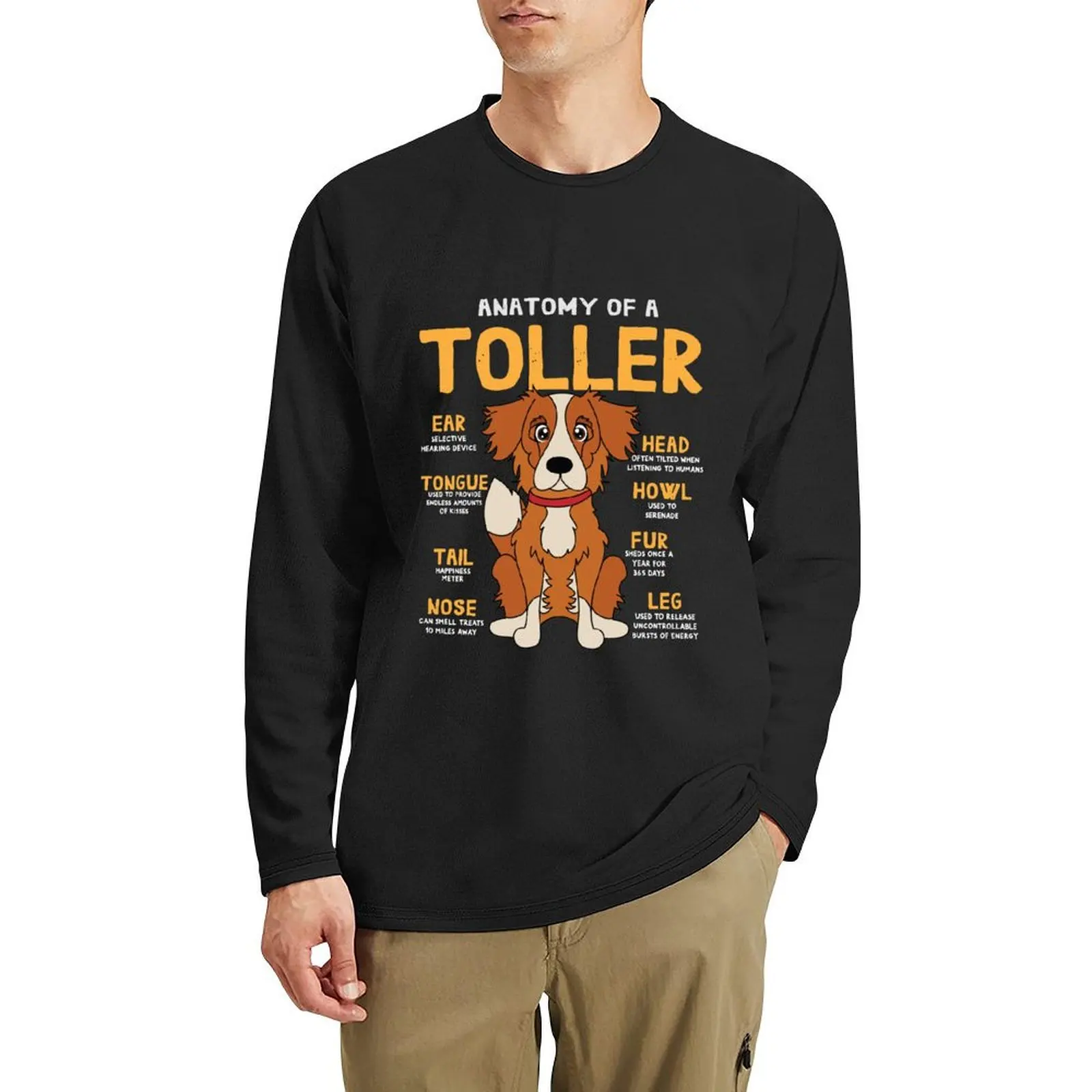 Длинная футболка Anatomy of Toller Dog большого размера толстовки футболки больших