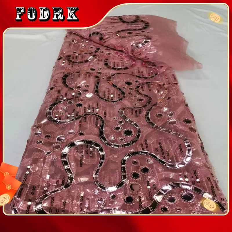 

African Lace Fabric 2023 High Quality Handmade Beaded Lace Nigerian Tulle Lace Fabrics Sewing French Lace Fabric CD260