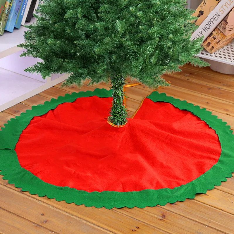 

90CM Christmas Tree Skirt Decorations Snowflake Red Green Plush Mat For Home Restaurant Bar Kitchen Xmas New Year Apron Ornament