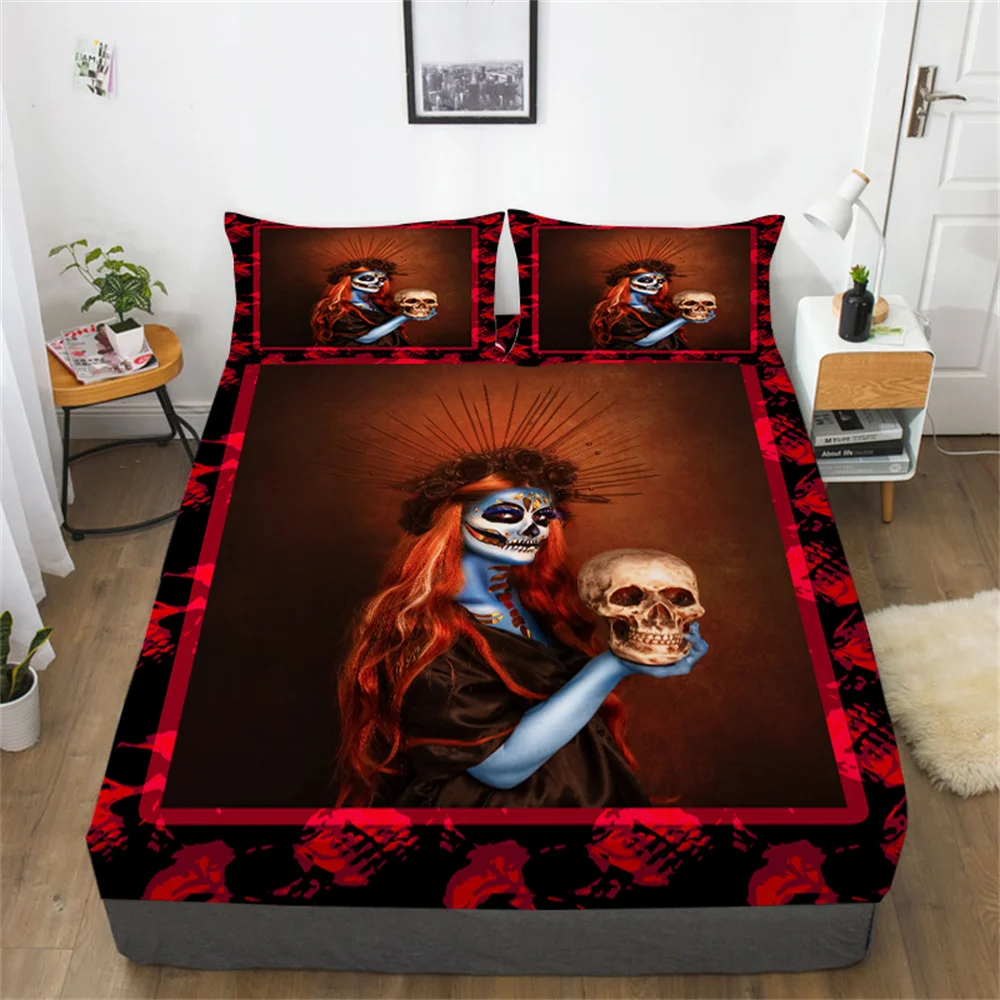 

Комплект постельного белья с 3d-рисунком черепа, простыня большого размера из хлопка с принтом для мужчин и женщин