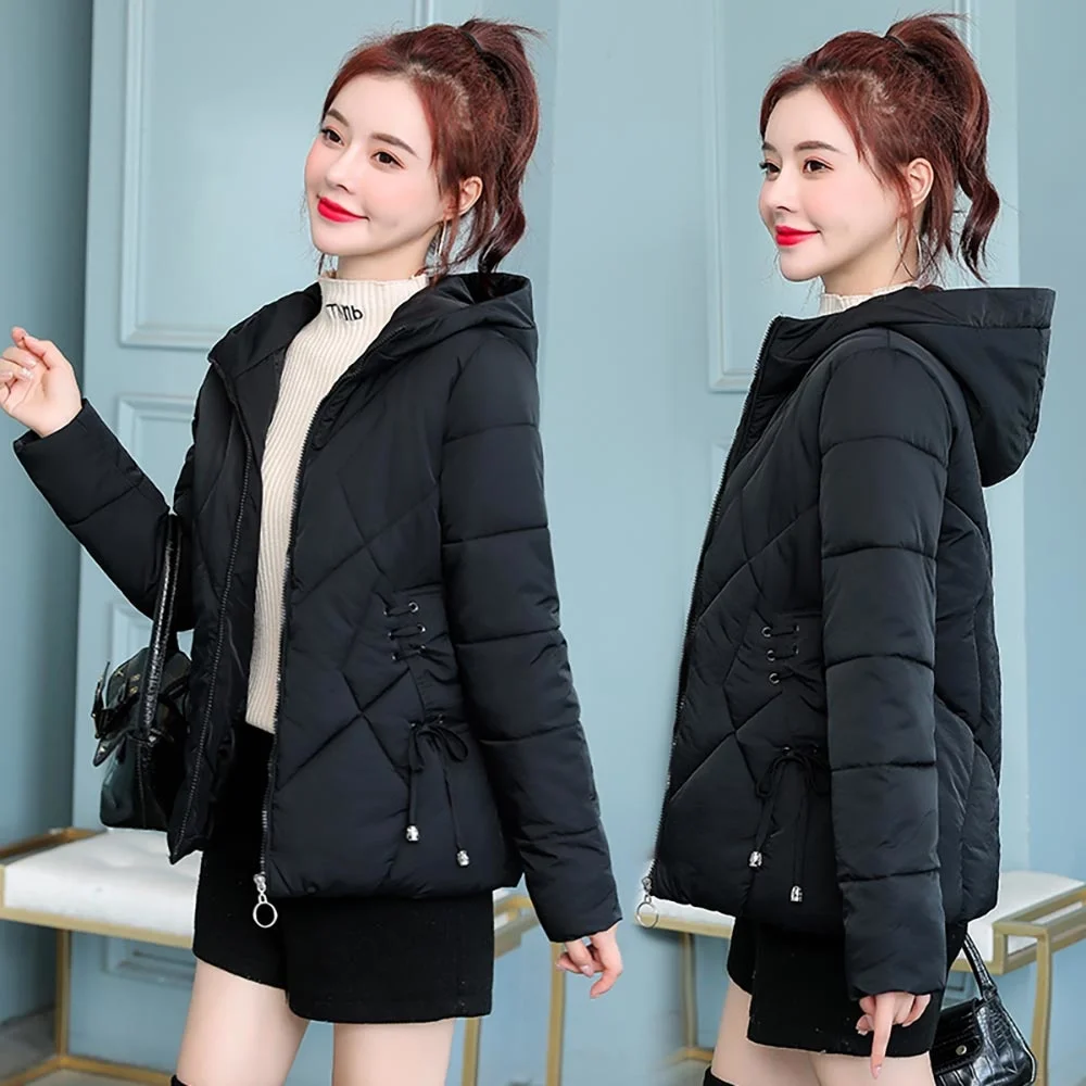 Women's Winter Jacket Parkas Short New Fashion Women's Winter Coat Down Jacket 4XL Outwear Hooded Basic Jacket Women