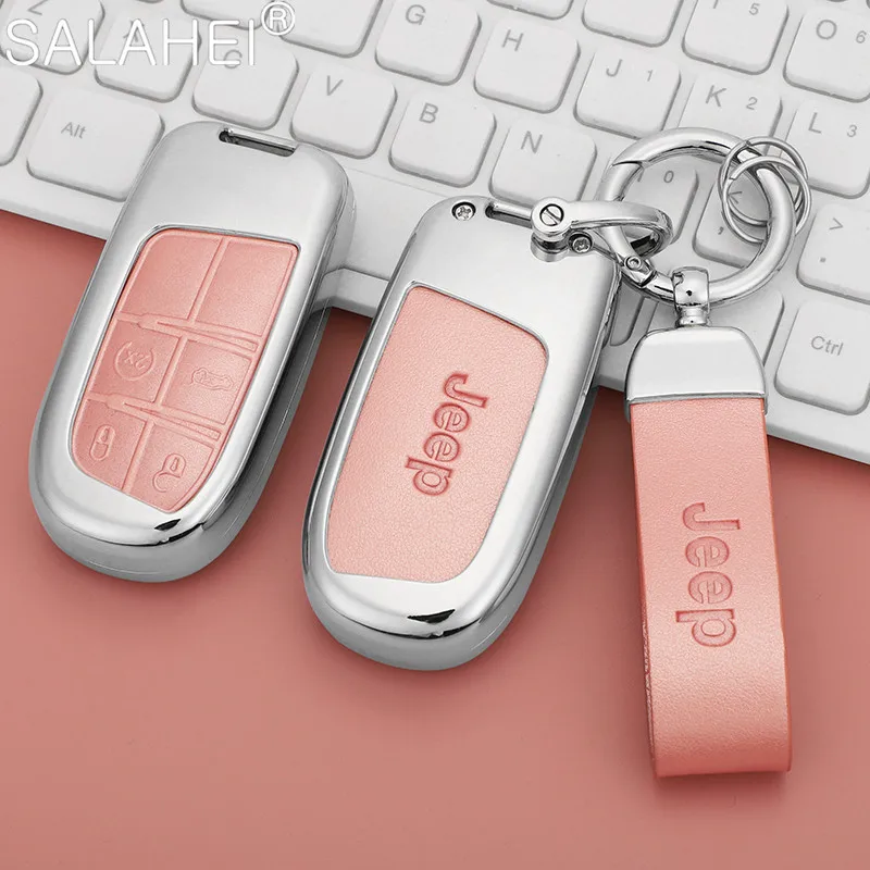 

Zinc Alloy Car Remote Key Fob Case Cover Holder Shell For Jeep Renegade Compass Grand Commander Cherokee Keychain Accessories