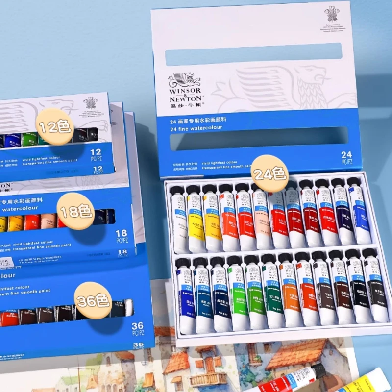 Фото Winsor & Newton 36 цветов Профессиональный набор акварельных красок Пигмент 10 мл Акварельные краски Товары для рисования для художников №2