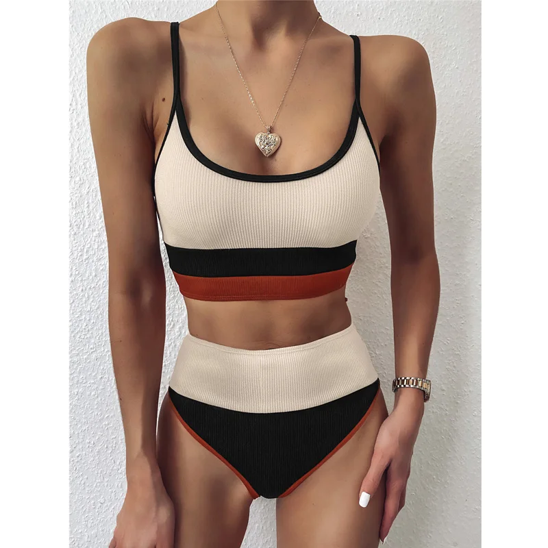 Push Up Swimsuit Female Patchwork Swimwear For Women Bathing Suit High Waist Bikini Set Sport Wear Swimming Suit Sexy Bikini