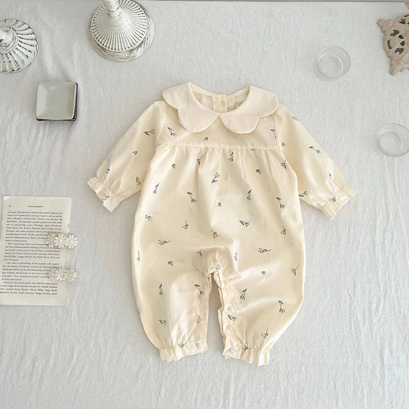 

Autumn Baby Romper Infant Girl Long-sleeved Floral Jumpsuit Peter Pan Neck One Piece