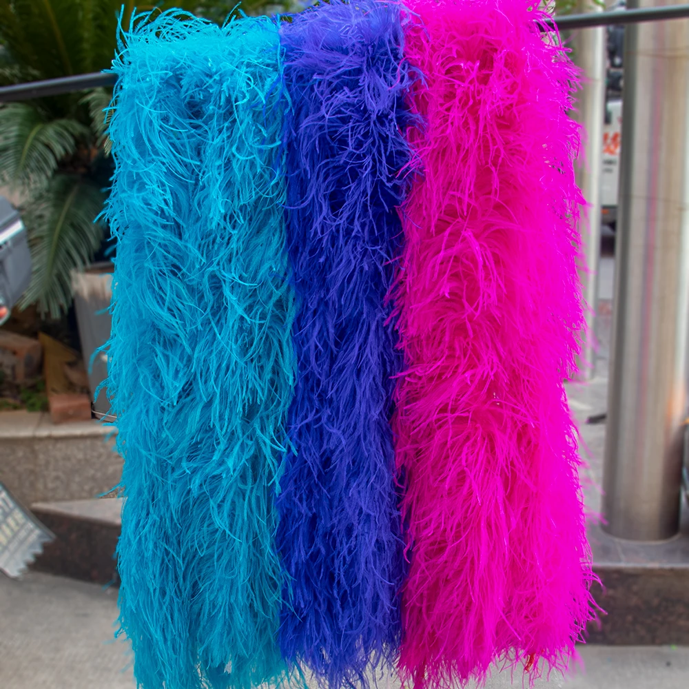 

1/2M Colored Ostrich Feather Boas 6/10 Ply for Crafts Ostrich Plumas Shawl DIY Wedding Party Dress Decoration Sewing Accessories
