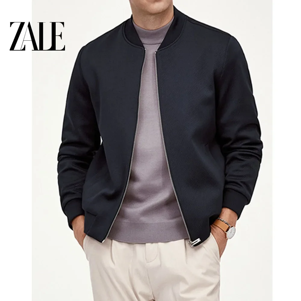 

ZALE Solid Color Jacket Autumn Men Overcoat New Arrival Baseball Jackets Stand Neck Long Sleeve Zip Coats Casual Work Outwear