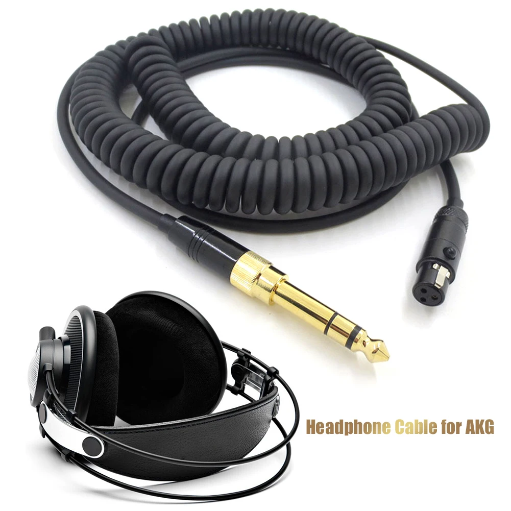 

Headphone Cable Replacement Audio Plated Wire Spring Headset Replacement Audio Cable with 6.35mm Adapter