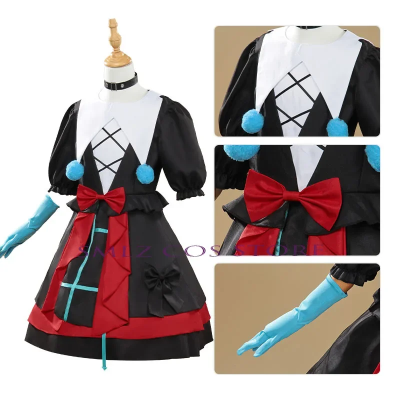 Игра Eggy Party Stella Косплей Аниме Девушка Mute Платье Парик Костюм Хэллоуин Вечеринка