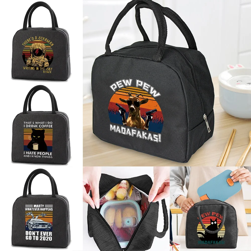 

Portable Lunch Bag for Women Insulated Canvas Cooler Tote Thermal Food Children Picnic Bags Lunch Bags for Work Pew Pattern