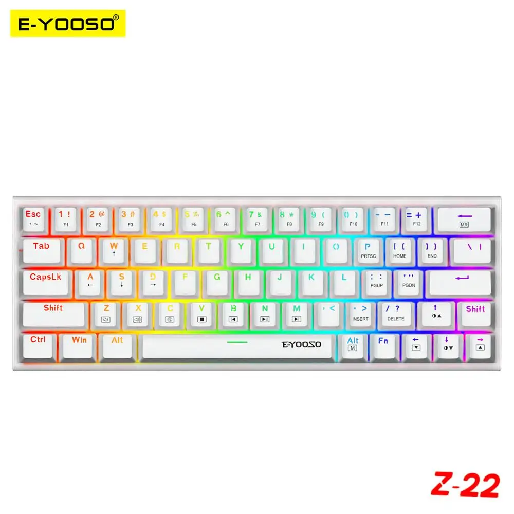 E-YOOSO Z22 RGB USB мини Механическая игровая клавиатура красный переключатель 63 клавиши