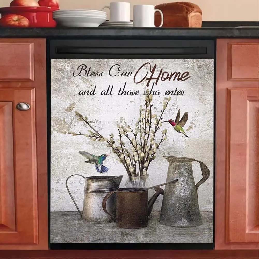 

Bless Home Magnet Sticker Bouquet Dishwasher Cover Kitchen Decorative,Farm Floral Dish Washer Magnet,All Those Who Enter Fridge