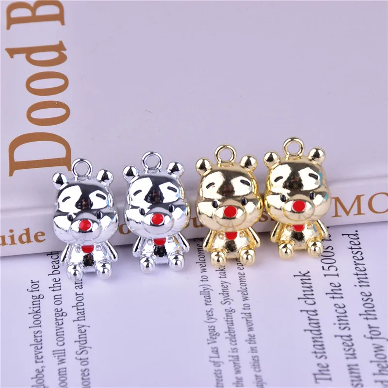 Металлические подвески в виде медведя 10 цветов 17 х30 мм