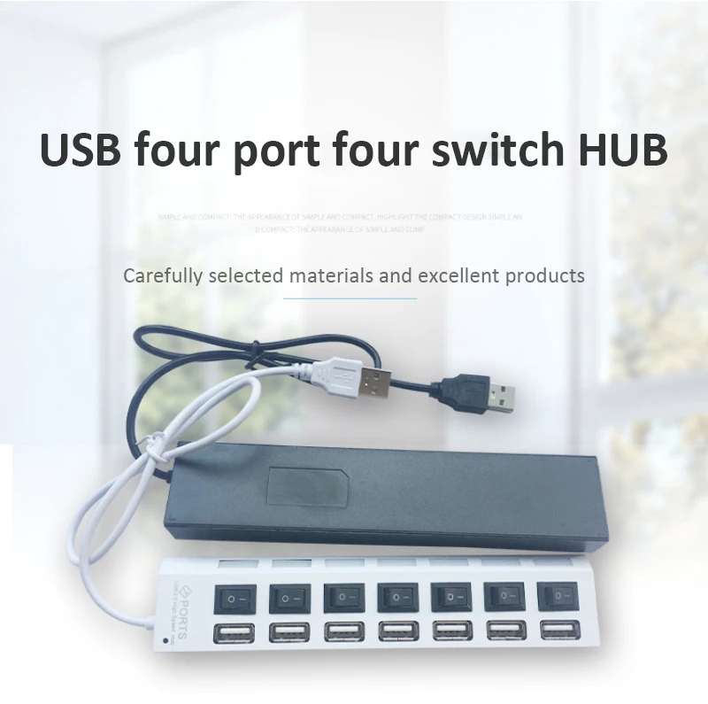 

USB-разветвитель для компьютера, с 7 портами и кнопками