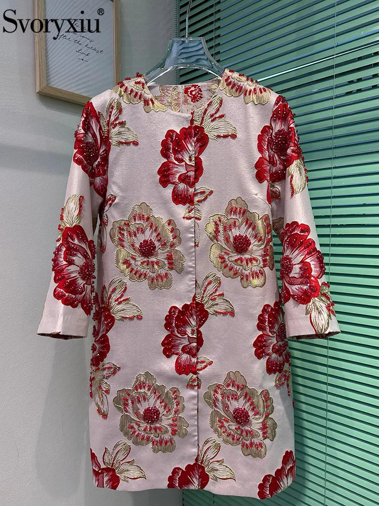 

Женское жаккардовое пальто Svoryxiu, черное однобортное жаккардовое пальто с круглым вырезом и прямыми нитями на осень 2019