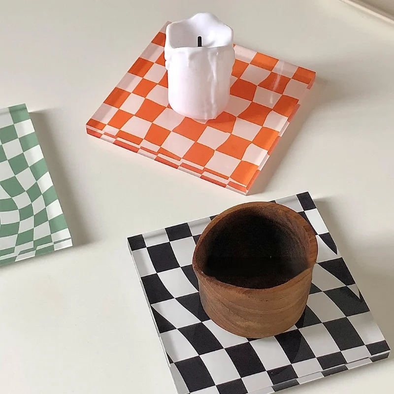 Cup Coaster Placemats for Cups Checkerboard Dinner Mat Nordic Home Photography Props Mats and Pads Mug |