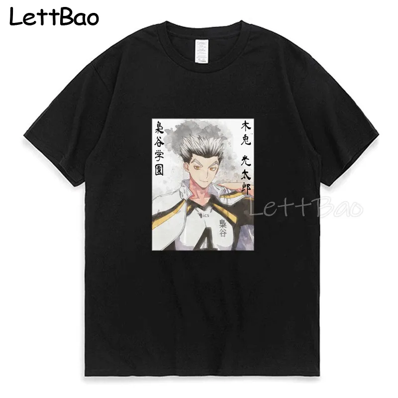 

Haikyuu! Футболка Bokuto Fukurodani с рисунком из японского аниме на переднюю и заднюю часть, мужские футболки с рисунком из мультфильма Харадзюку, унис...