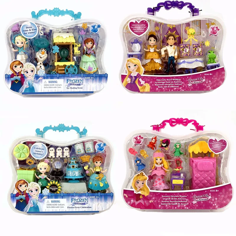 

Anime Dicsney Rapunzel Princess Dolls Girl Pretend Play Frozen Simulation Doll Change Game Portable Box Kids Toy Christmas Gifts