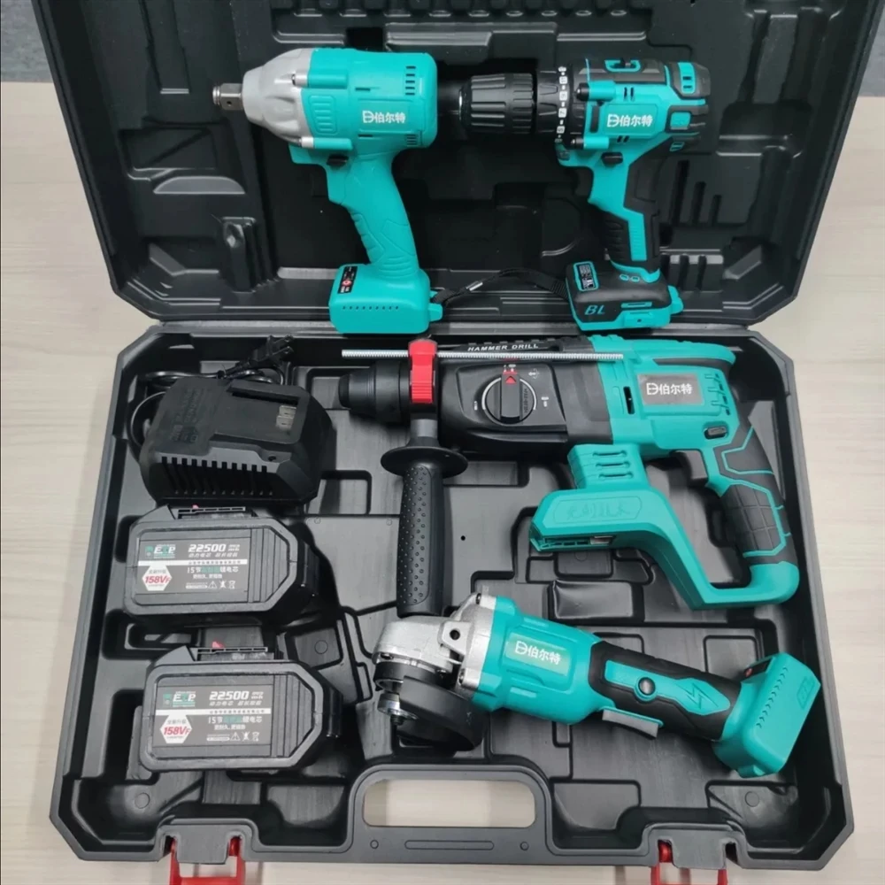 

2023 New New 2021 Brushless electric hammer impact drill, lithium electric angle grinder, electric drill wrench, metal wall