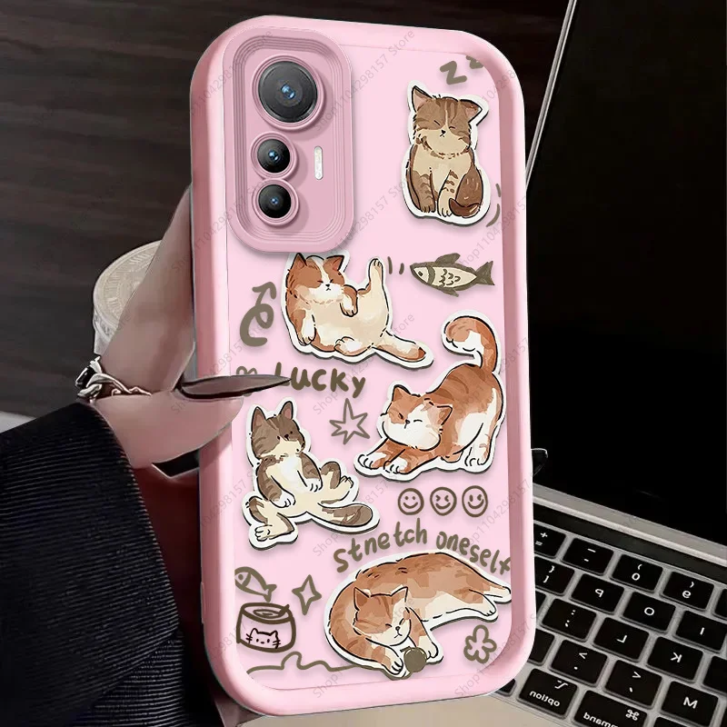 Милый чехол с изображением кота и собаки для Xiaomi Poco X6 X7 F5 F6 X5 X3 NFC F3 M6 Pro 4G Mi 13 12 11 Lite 5G 14 13T 12T 11T 14T Pro Cover (art.: 3920cf722fead) - 3920cf722fead