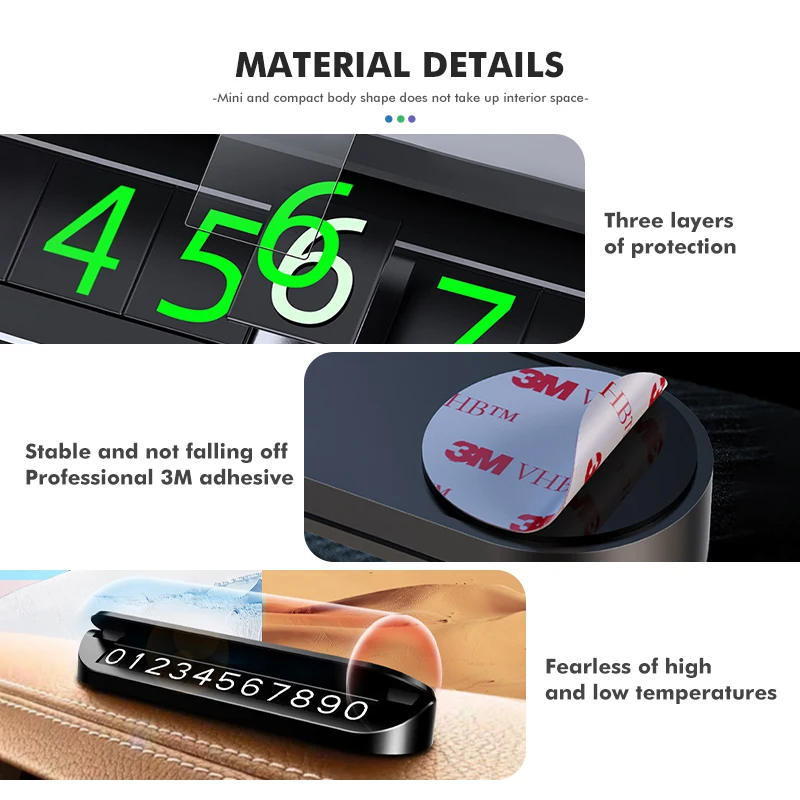 Временная карта с номером телефона для парковки автомобиля светящийся ночной