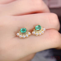 925 sterling silver design pearl natural emerald stud for women exquisite 2022 silver 925 jewelry fashion