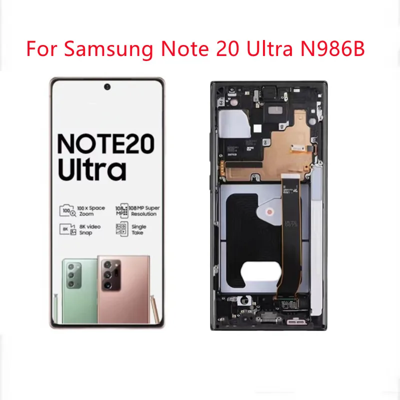 

100% Original AMOLED LCD For Samsung Galaxy Note20 Ultra G998 G998F/DS G998U With Frame Display Touch Screen Assembly