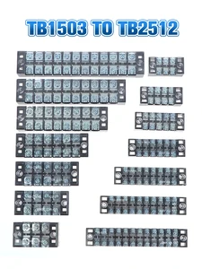 14types Dual Row Strip Screw Terminal Block Fixed Wiring Board Wire Connector TB-1503/TB-1506 15A TB-2503/TB2512 25A