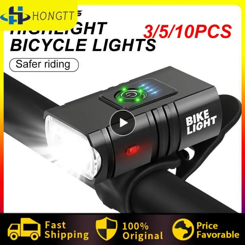 

Black Warning Light Riding Headlight Bicycle USB Charging Road Bike Light Alloy Charged Display Signal Lamp Assembly Outdoor
