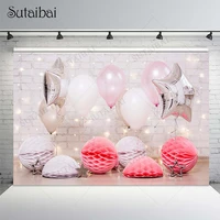 backdrops for happy birthday photography brick wall large ballons lighting children background party decoration for studio props