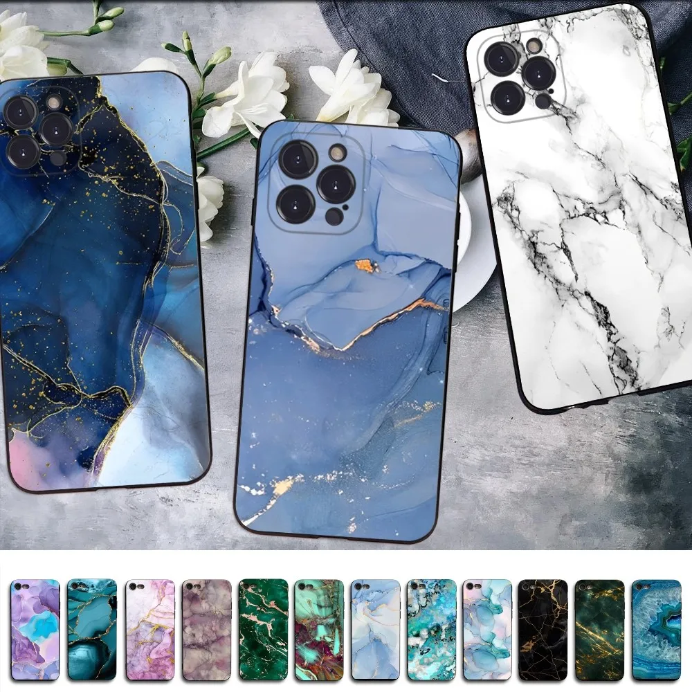 

Marble Pattern Phone Case for iPhone 8 7 6 6S Plus X SE 2020 XR XS 14 11 12 13 Mini Pro Max Mobile Case