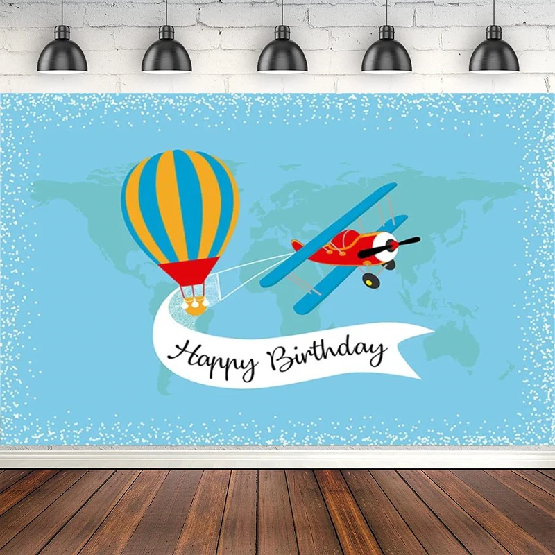 

Фон для фотосъемки с днем рождения, путешествия по всему миру, плакат с горячим самолетом, Детские Фотообои
