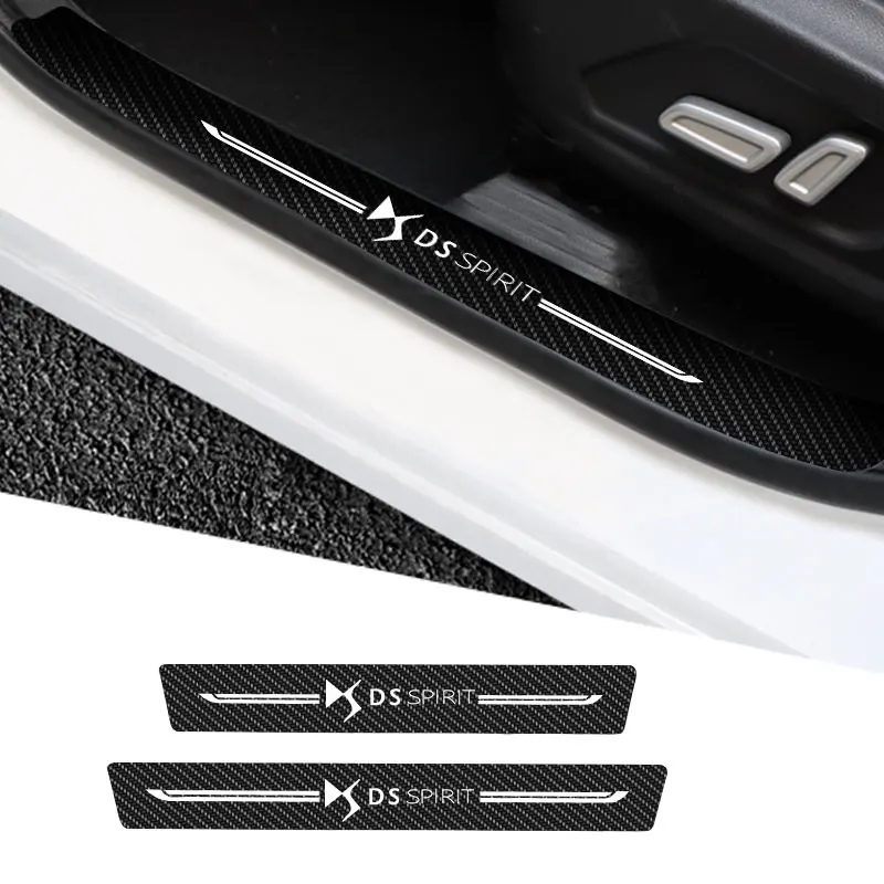 

4Pcs Car Stickers Anti Scratch Door Sill Protector For DS 3 4 4S 5 5LS 6 7 9 Car Threshold Protection Carbon Fiber Car Stylin