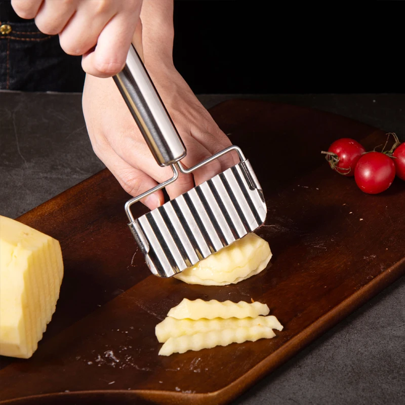 

Kitchen Stainless Steel Vegetable Crinkle Cutter and French Fry Slicer Knife for Potato Vegetable Chop Blade Knife Cooking Tools