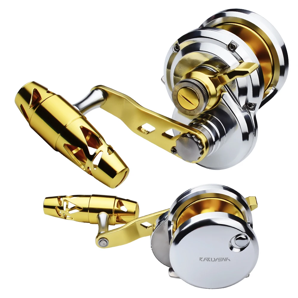 VALHALLA Saltwater Wheel 5.7:1 High Speed Jigging Reel Blue&Silver(Left/Right-Hand) Trolling Reel Aluminum CNC Machined Fishing