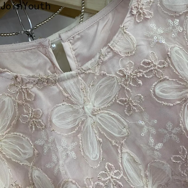 Женская блузка с вышивкой и круглым вырезом свободного покроя