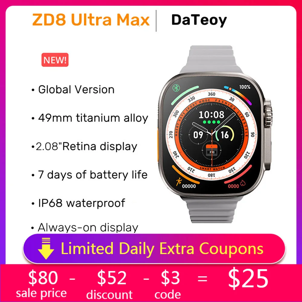 DaTeoy ZD8 Ultra Max Smart Watch Series 8 49mm Titanium Alloy 2.08