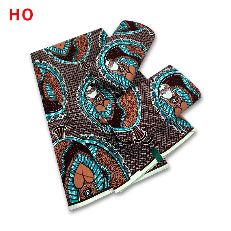 

African ​Printed Embroidery Breathable Cotton Wax Fabric For 6 Yards H220609