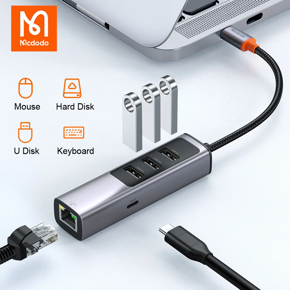 

Сетевой адаптер Mcdodo, USB C, USB 1000, 100 Мбит/с