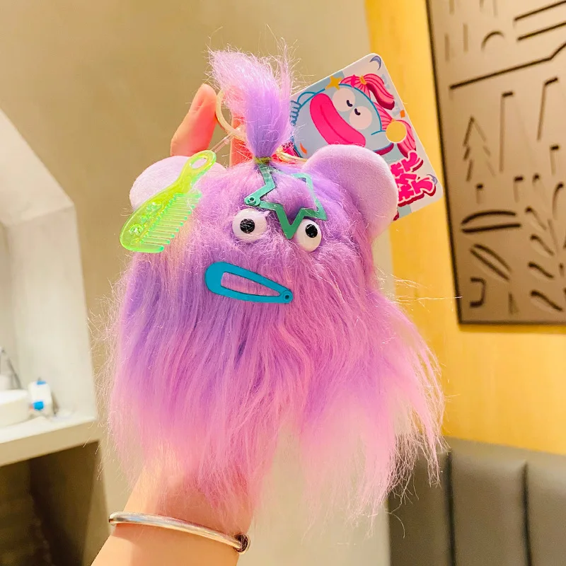 Брелок для ключей в виде куклы из плюша с длинными волосами