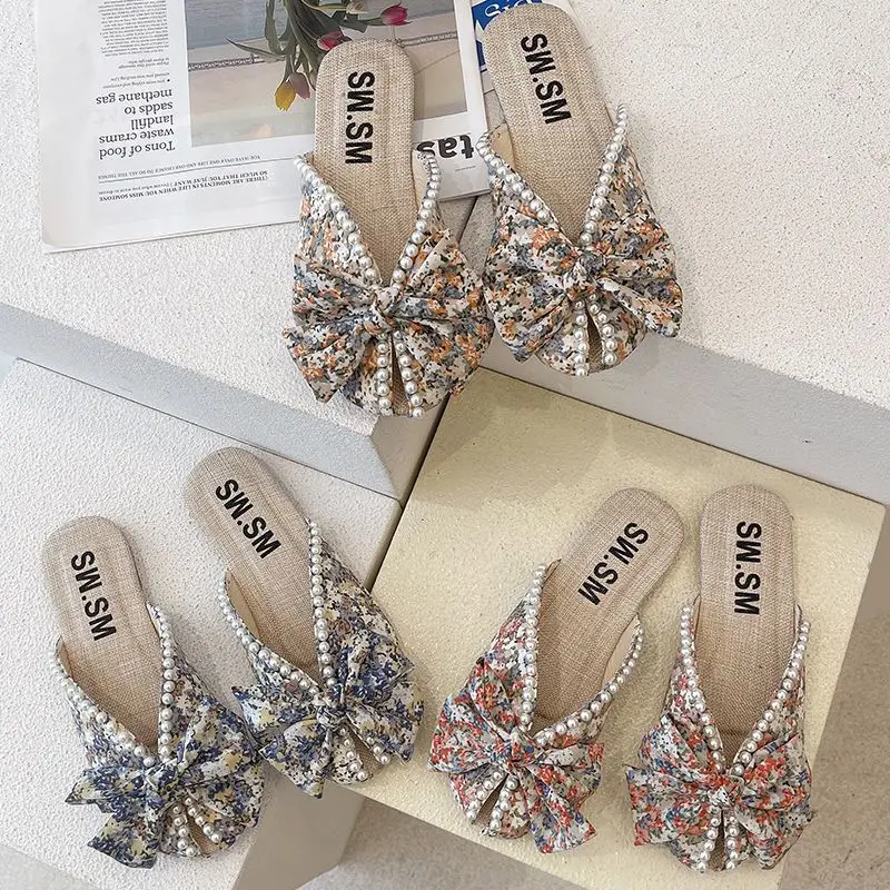 new arrival flat shoes women's home beach lazy floors luxury slides casual woman  sandals girls butterfly designer free shipping