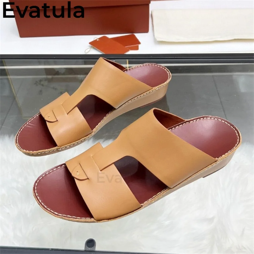 Мужские круглые тапочки на плоской подошве с открытым носком повседневные