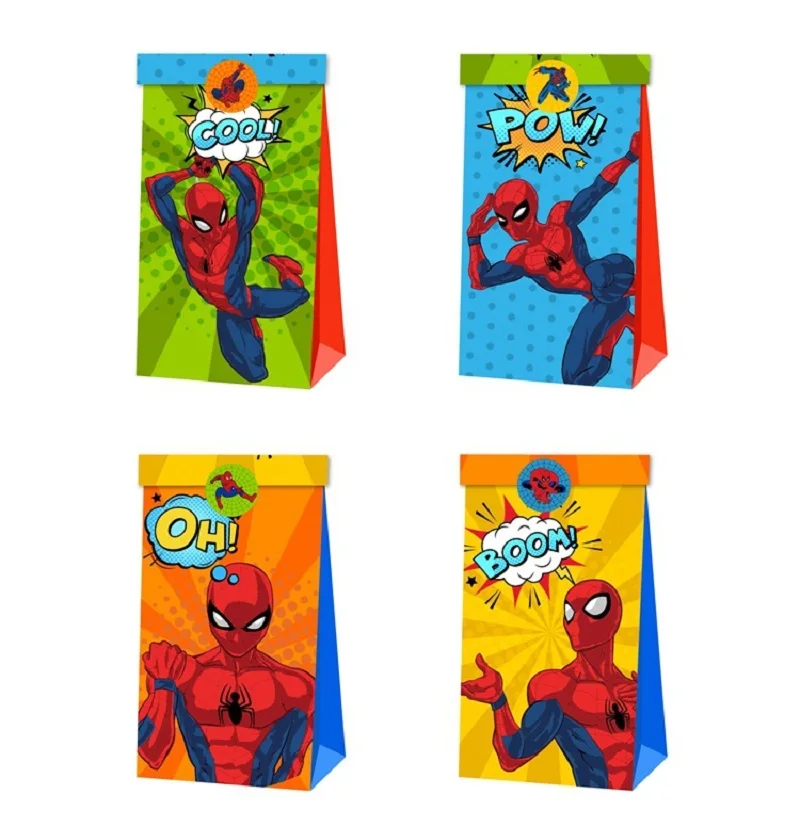 

12pcs Disney spiderman Gift Bag Candy Loot Bag Cartoon Theme Party Festival Event Birthday Decoration Favor Party Toys