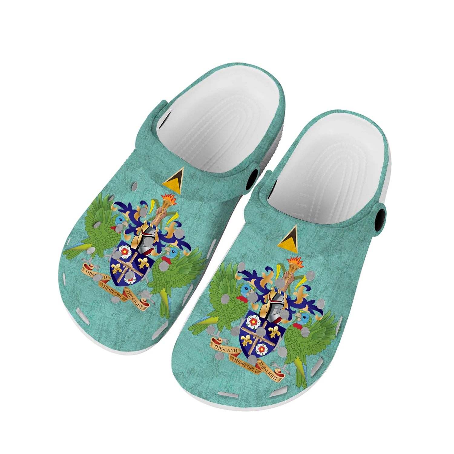 

Садовые туфли Saint флаг Люсия, домашняя обувь для воды, для мужчин и женщин, подростков, дышащие шлепанцы с отверстиями для пляжа, сабо