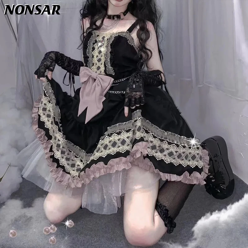 

NONASR Black Lolita Dress Blackberry Cake Original Cool Sweet Lolita Daily Hot Girl Friend Street Dark System And Thin Women
