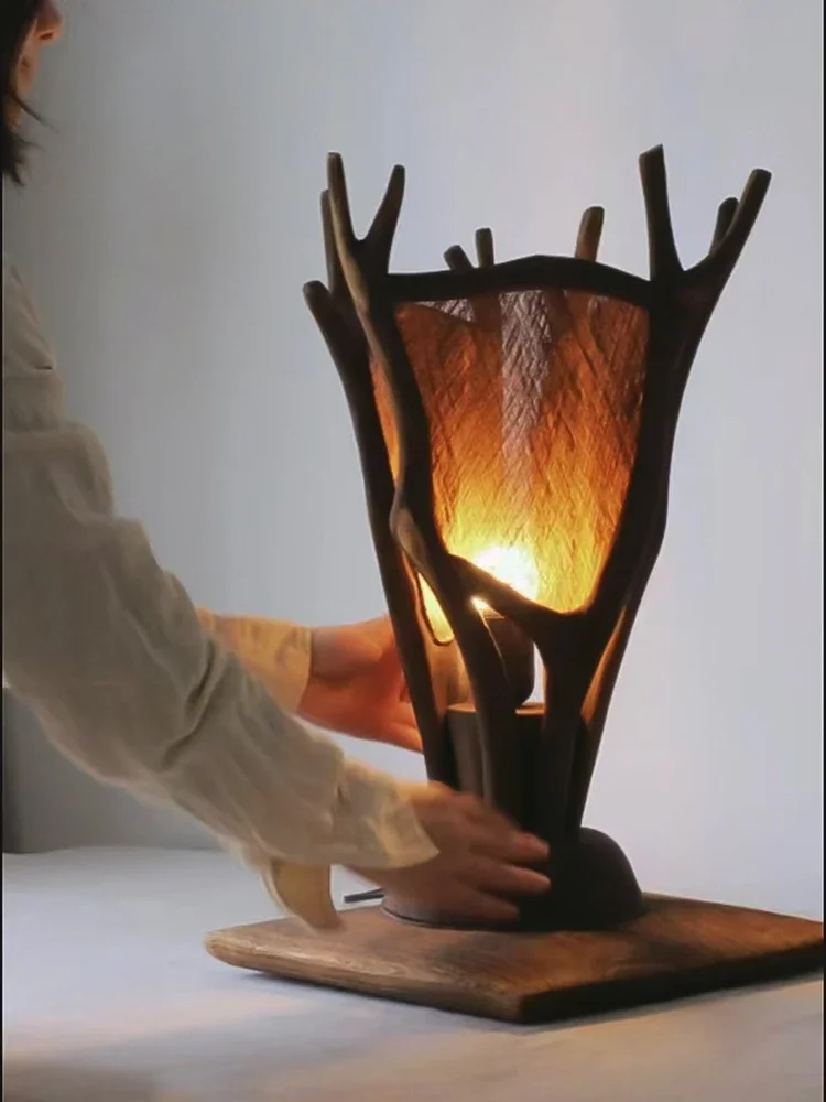 Настольная лампа ручной работы с веткой дерева оригинальная декоративная