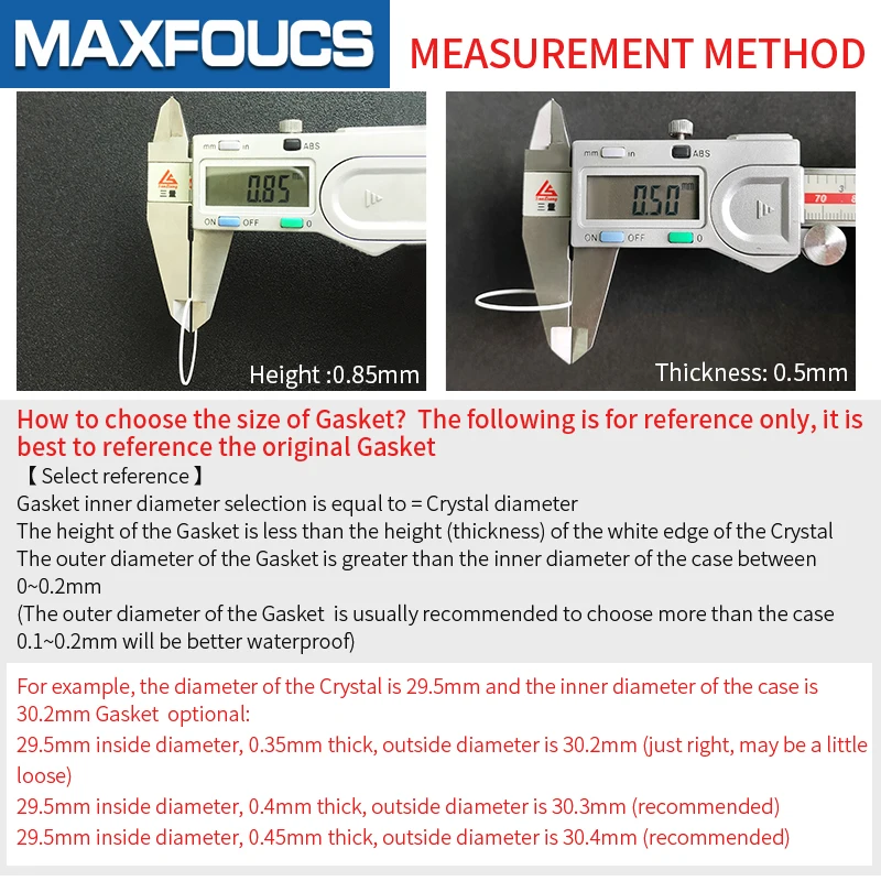 White Gasket For Crystal Glass Internal Diameter 30-34.5mm Thickness 0.5mm Watch Parts Watch Accessories，1pcs
